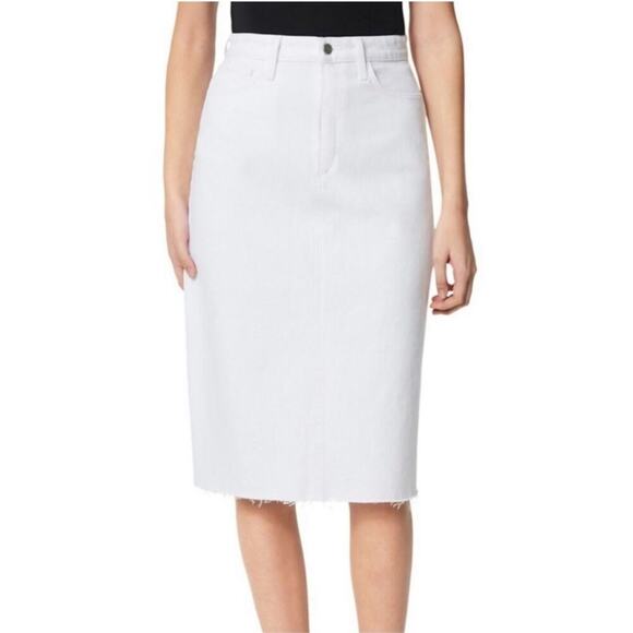 Joe's Jeans Raw Hem Denim Skirt Size 26 White Below Knee Midi Casual *flaw - Picture 3 of 14